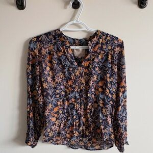 Navy Floral Women's Blouse